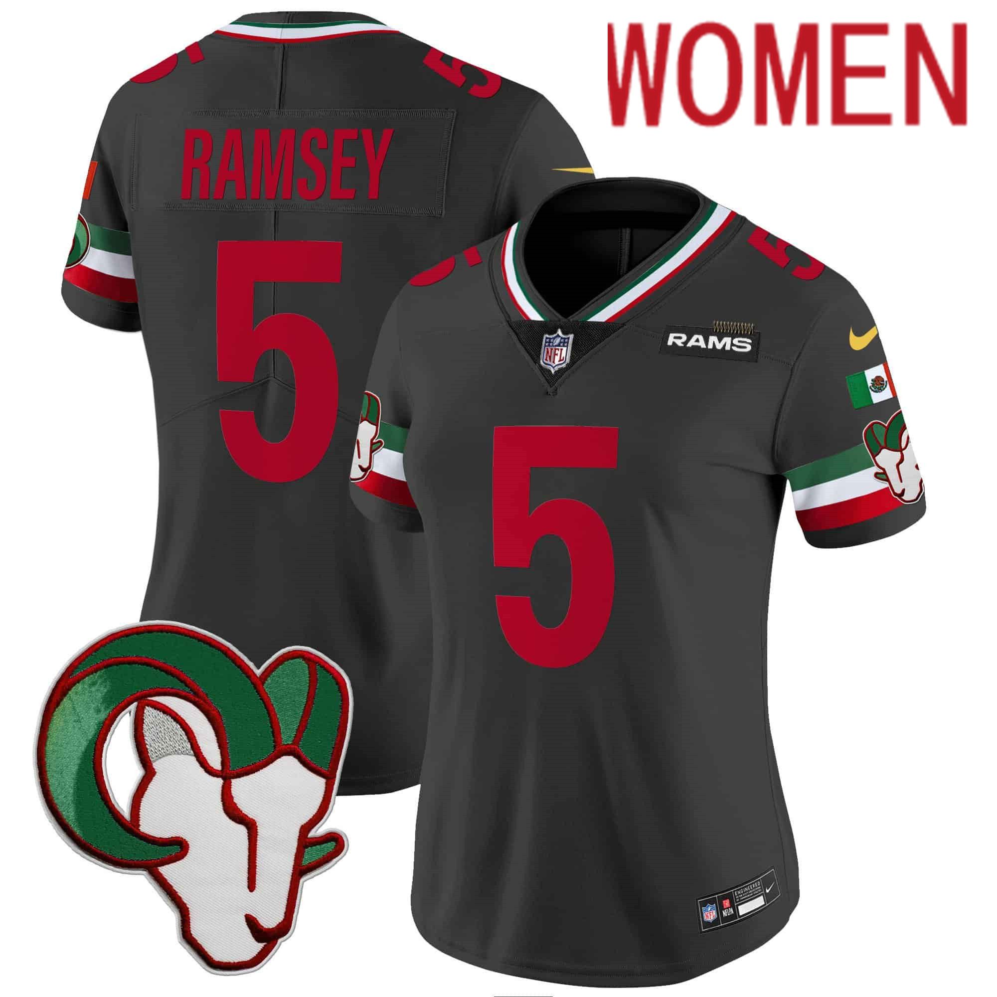 Women Los Angeles Rams #5 Ramsey Black 2024 Nike Mexico Vapor Limited NFL Jersey